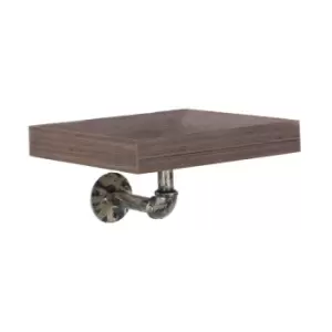 image of Loft Home Studio Dark Oak & Brass Small Wall Shelf Kit With Pipe Design Brackets