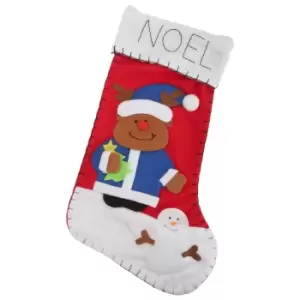 image of Snowman / Santa / Reindeer Design Felt Christmas Stocking (One Size) (Reindeer)