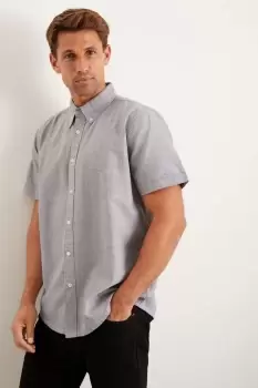 Image of Mens Charcoal Short Sleeve Plus And Tall Oxford Shirt