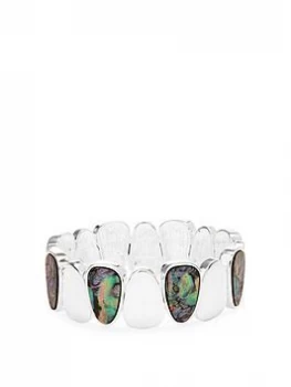 Mood Silver Green Abalone Inlay Stretch Bracelet