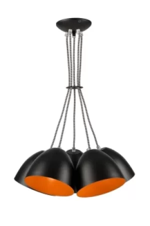 Image of Livia Cluster Pendant Ceiling Light Black, 5x E27