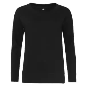 Image of AWDis Hoods Womens/Ladies Girlie Fashion Sweatshirt (XS) (Jet Black)