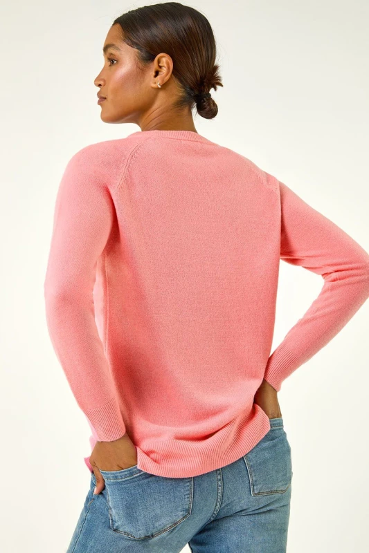 Image of Roman Womens Plain Soft Crew Neck Jumper in Rose Size: 10 Rose Female 10