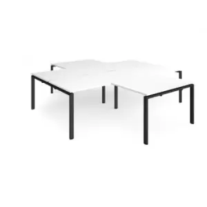 image of Bench Desk 4 Person With Return Desks 2800mm White Tops With Black Frames Adapt