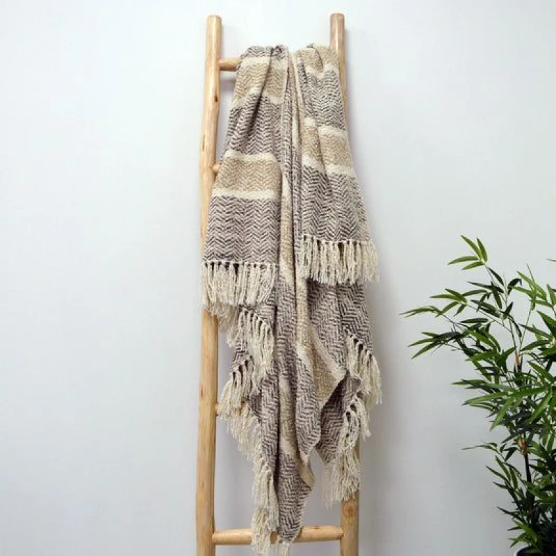 Image of Allure Bath Fashions Herringbone Throw Blanket in Natural Size: 150cm x 200cm Natural Unisex 150cm x 200 cm