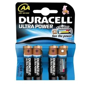 Image of Duracell AA Ultra Power MX1500 Batteries 1.5V 1 x Pack of 4