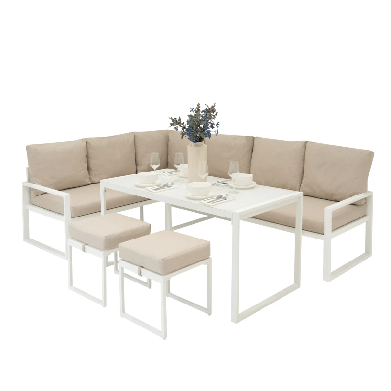 Image of Monstershop Aluminium Corner Sofa Set - White White Unisex