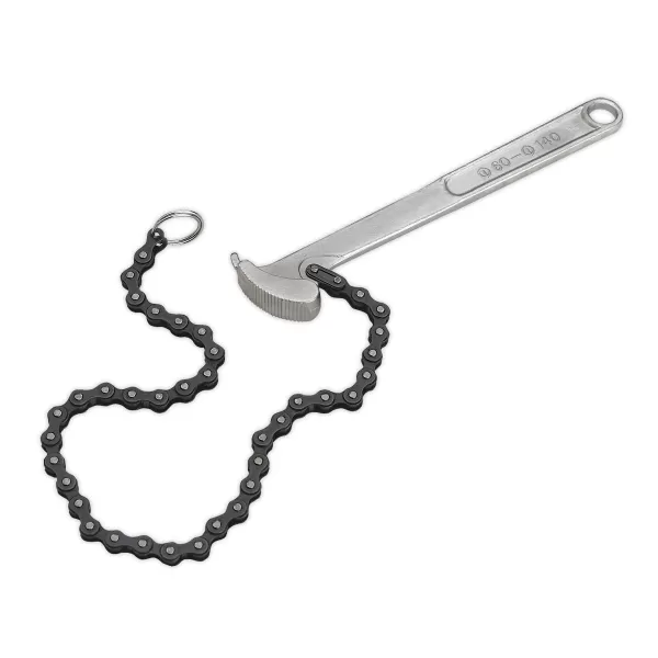 image of Genuine SEALEY AK6409 Oil Filter Chain Wrench 60-120mm Capacity