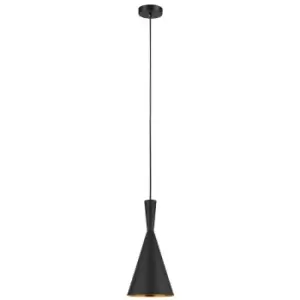 image of Italux Pedro - Industrial And Retro Hanging Pendant Black, Brass 2 Light with Metal Alloy Shade, E27