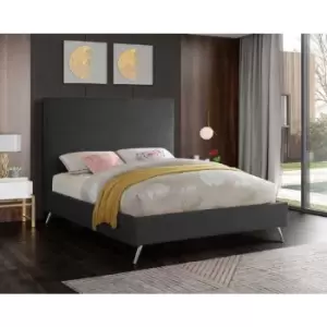 Image of Jelson Upholstered Beds - Plush Velvet, Small Double Size Frame, Steel - Steel