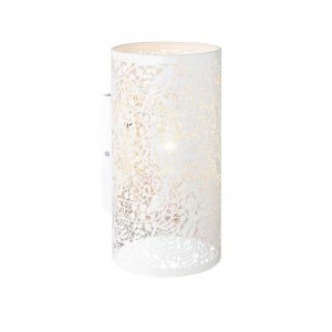 Image of Floral Leaves Design Wall Light Matt Ivory Paint, E14