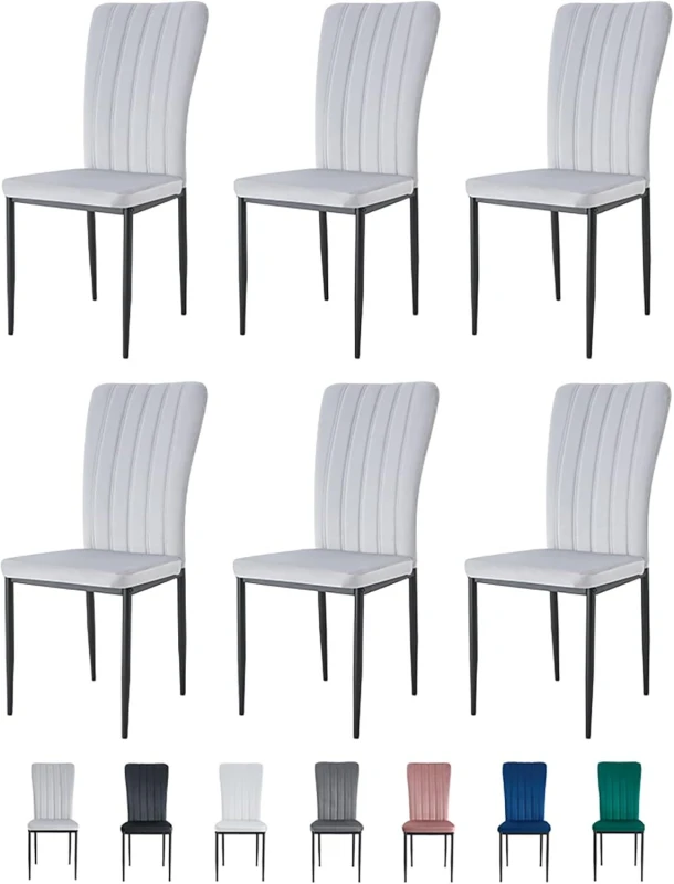 Image of MCC Direct Set of 6 High back Dining Chairs Velvet FabricKitchen/Dining Seating - Elle By MCC in Light Grey Light Grey Unisex