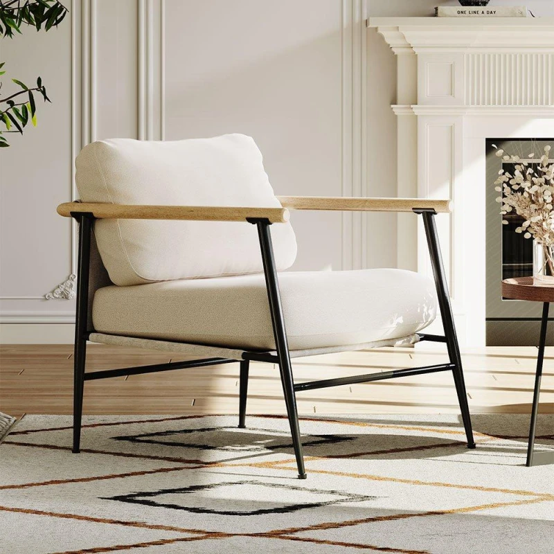 Image of Kabinet UK Linen Armchair with Thick Cushion Beige unisex One size