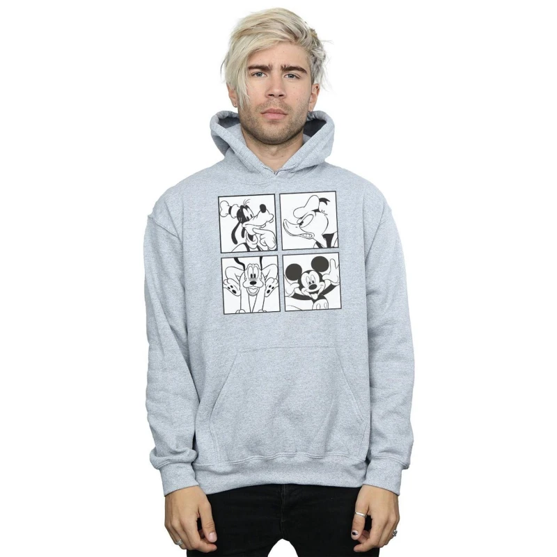 Image of Disney Men Mickey, Donald, Goofy And Pluto Boxed Hoodie in Grey Size: large Grey L Male 5057864237559
