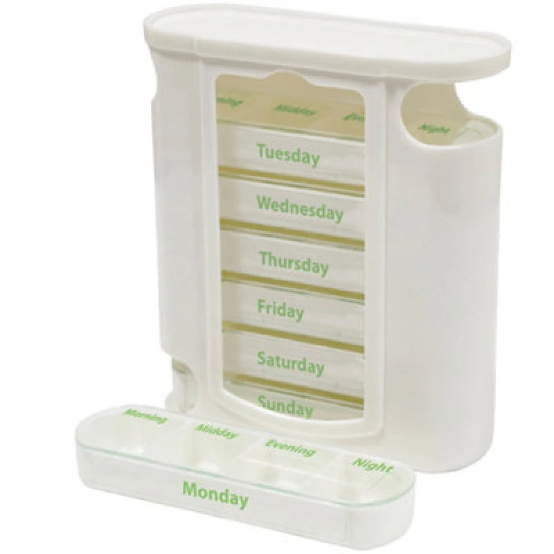 Image of Loops Weekday Pill Dispenser - 7 x 4 Compartment Tablet Dispenser - Slide Open Lids Multi
