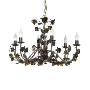 image of Carolina 6 Light Flower Design Multi Arm Chandelier, Bronze