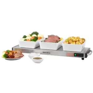 image of Progress EK2610P 1200W Cordless Hot Plate Buffet Server - Stainless Steel