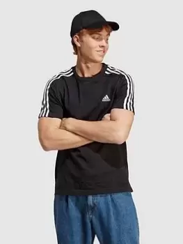 Image of adidas Sportswear Essentials Single Shirt 3-Stripes T-Shirt - Black/White Size M Men