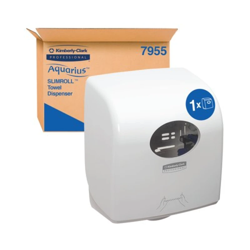 Image of Aquarius Slimroll Rolled Hand Towel Dispenser - White/NEW 7955