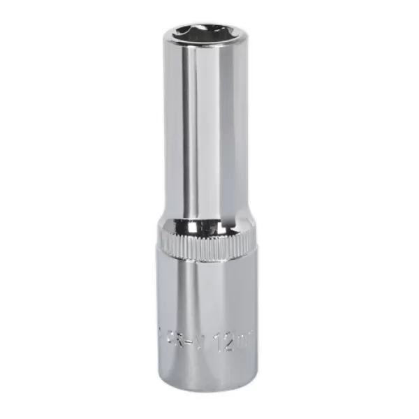 Image of Genuine SEALEY SP1212D WallDrive® Socket 12mm Deep 1/2Sq Drive Fully Polished