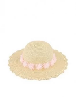 image of Monsoon Girls Macaroon Flower Floppy Hat - Natural