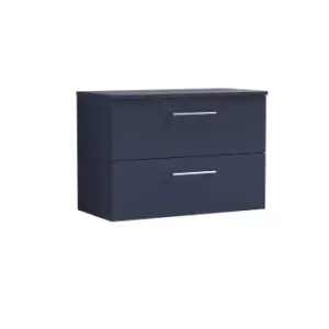 image of Nuie Arno 800mm Wall Hung 2 Drawer Vanity & Worktop Electric Blue