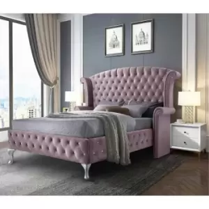 Image of Envisage Trade - President Upholstered Beds - Plush Velvet, Small Double Size Frame, Pink - Pink