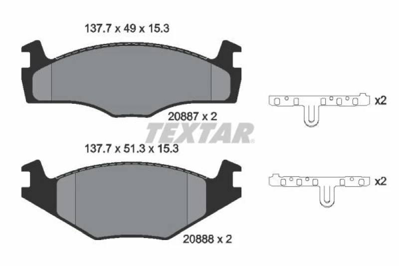 Image of Brake pad set TEXTAR 2088707
