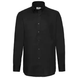 Image of Fruit Of The Loom Mens Long Sleeve Oxford Shirt (M) (Black)
