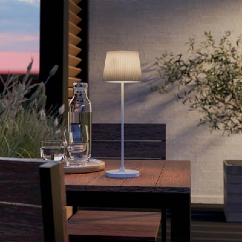 Image of Eglo Leonero Steel And Fabric Portable Touch-Dimmer LED Tuneable White Table Lamp, Green