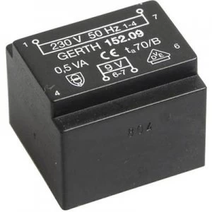 Image of PCB mount transformer 1 x 230 V 2 x 6 V AC 0.50 VA 41 mA