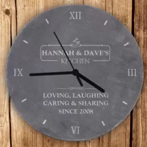 image of Personalised Kitchen Slate Wall Clock Grey