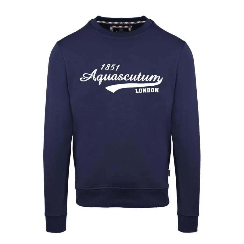 Image of Aquascutum Mens Roundnk Sweat Crew Sweatshirt Crew Sweaters Small Blue 52346418350