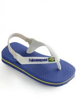 Havaianas Baby Brasil Logo Flip Flop Sandals - Marine Blue, Marine Blue, Size 7 Younger