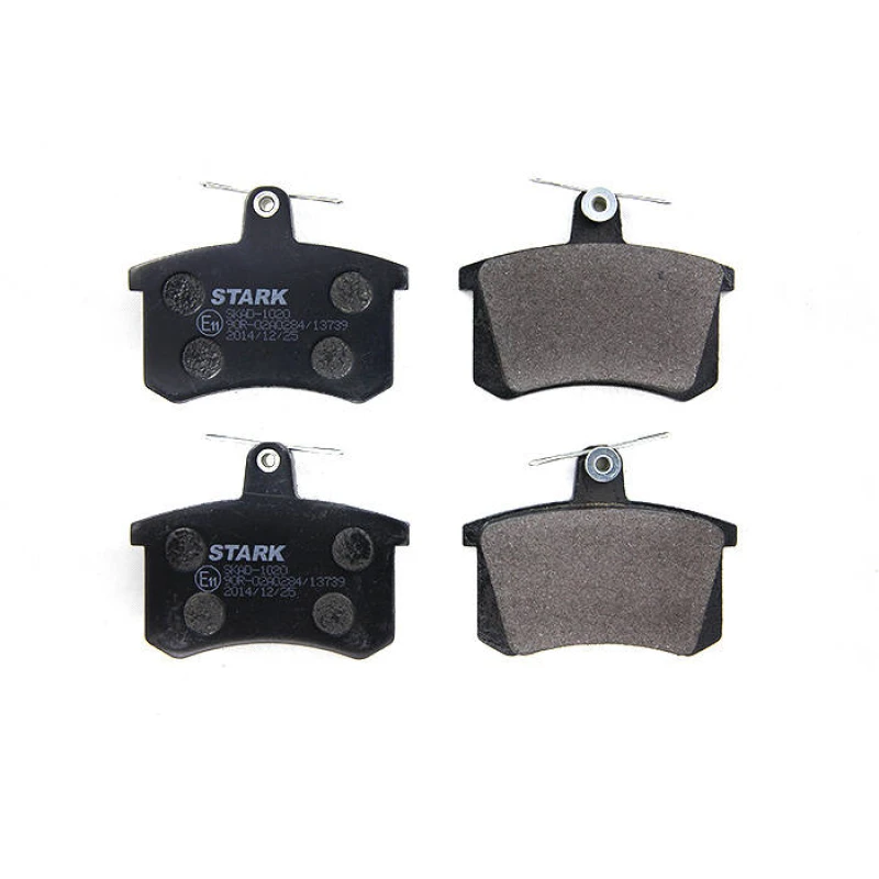 Image of STARK SKAD-1020 Brake pad set Rear Axle, excl. wear warning contact, with spring, with anti-squeak plate Brake Pad Set,disc brake (402)