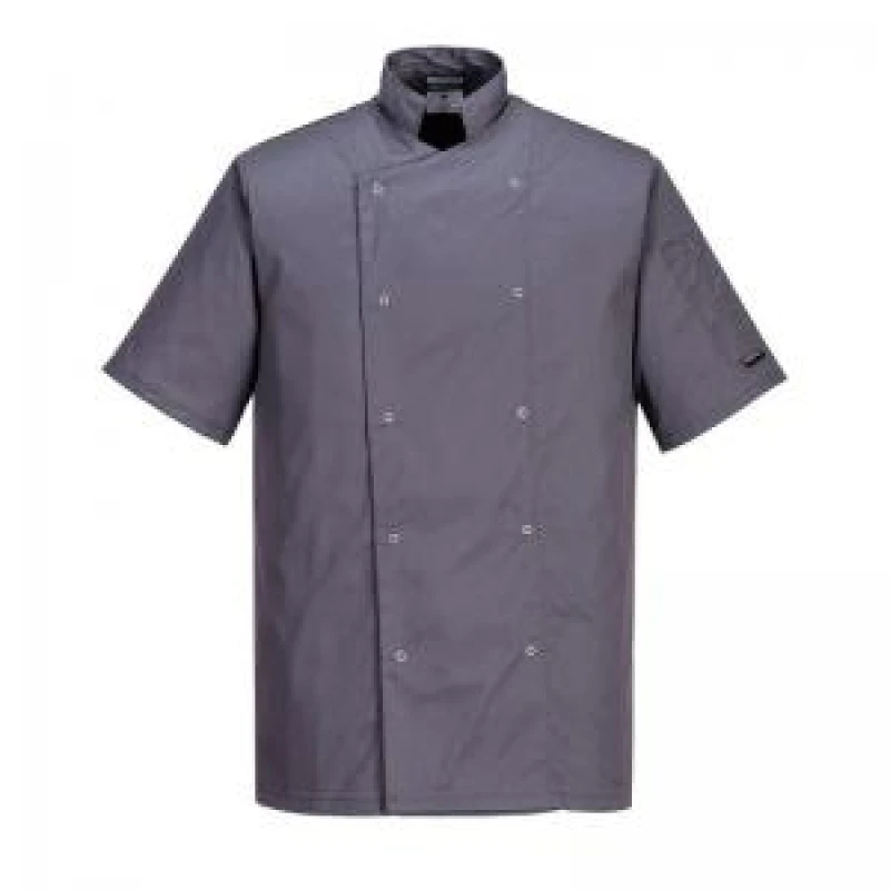 Image of Portwest Cumbria Chefs Short Sleeve Jacket C733SGR4XL Colour: Slate Grey