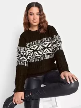 Image of Long Tall Sally Mono Tassel Jaquard Jumper, Black, Size 14-16, Women