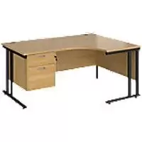 image of Dams International Right Hand Ergonomic Desk MC16ERP2KO 1,600 x 1,200 x 725 x 800 - 990 mm