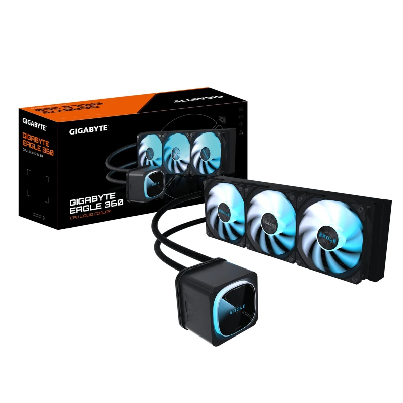Image of Gigabyte Gigabyte EAGLE 360 Liquid CPU Cooler - 3x120mm ARGB Fans, full-color LCD, DAISY-CHAIN, Intel LGA 1851 and AMD AM5 Compatible GP-Gigabyte EAGL