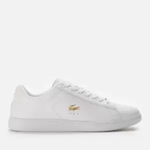 Image of Lacoste Womens Carnaby Evo 0722 1 Leather Cupsole Trainers - White/Gold - UK 4