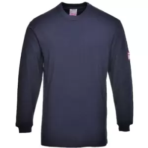 Image of Portwest FR11NAR4XL - sz 4XL Flame Resistant Anti-Static Long Sleeve T-Shirt - Navy - Navy