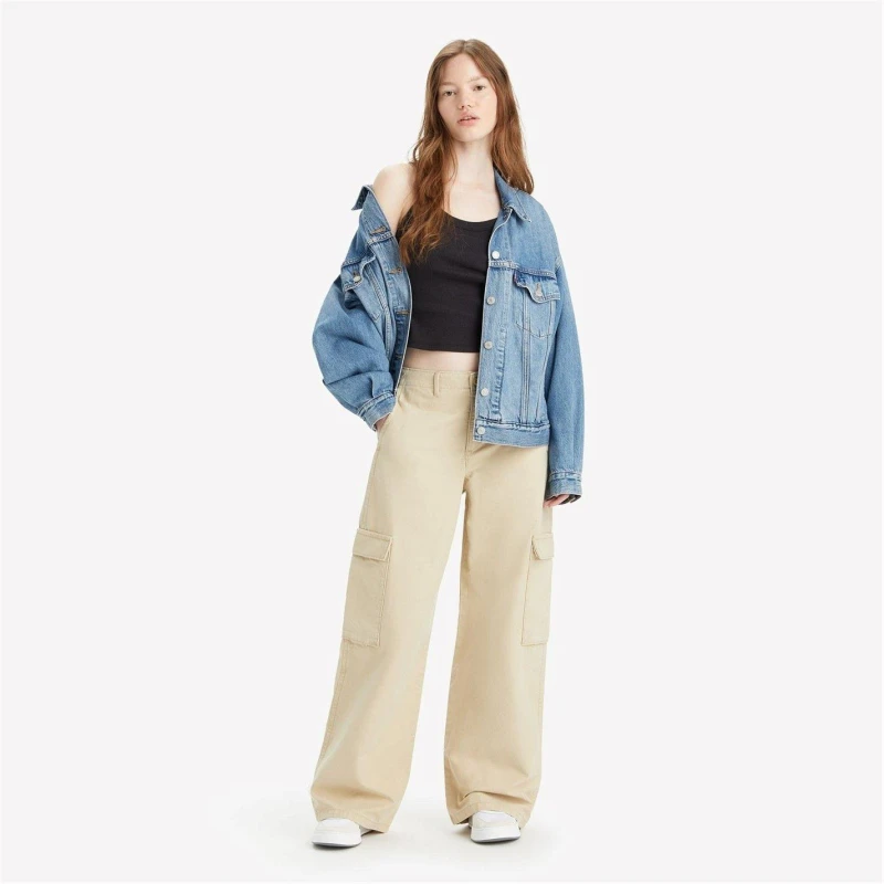 Image of Levis Baggy Cargo Trousers - Beige Beige 29 L32