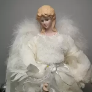 Image of 30cm Premier Christmas Tree Topper Angel Decoration Holding Dove in White