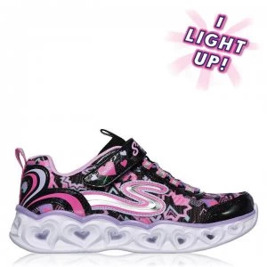 image of Skechers Heart Light Child Girls Trainers - Black/Pink