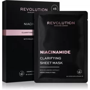 image of Revolution Skincare Niacinamide Clarifying sheet mask set for Problematic Skin, Acne 5 pc