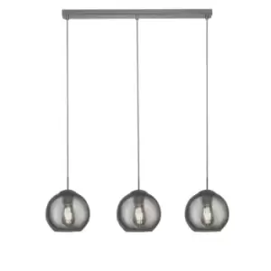 image of Searchlight - 3 Light Pendant Bar Chrome, Smoked, E27