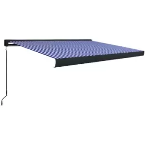 Image of Vidaxl - Manual Cassette Awning 400x300cm Blue and White Blue
