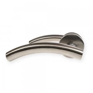 image of LocksOnline Arched Stainless Steel Lever Door Handle on Rose