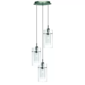 Image of Duo 3 Light Cluster Pendant Chrome, Glass, E14