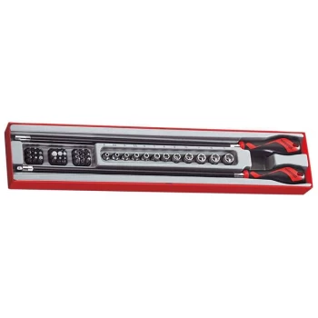 Image of Teng TTXMD41N 41 Piece 1/4? Drive Long Flexi Handle Screwdriver Bit / Socket Driver Set 4-13mm